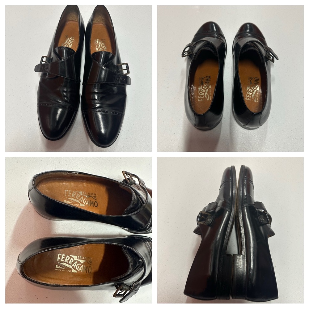 Salvatore Ferragamo Monk Strap leather shoes
Size 9B
Made in Italy